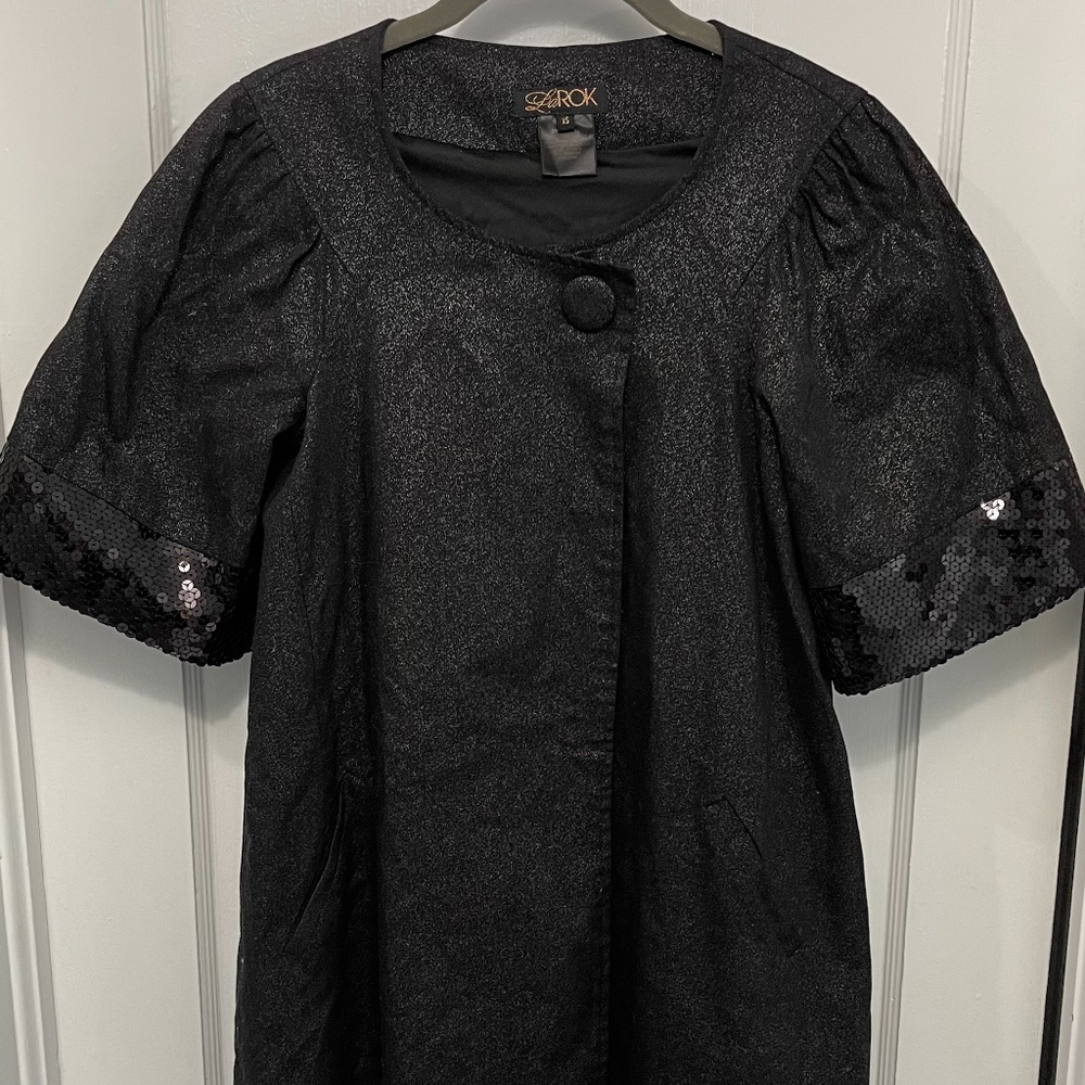 LaRok Sparkly Black w/Sequin Trim Tunic/Jacket